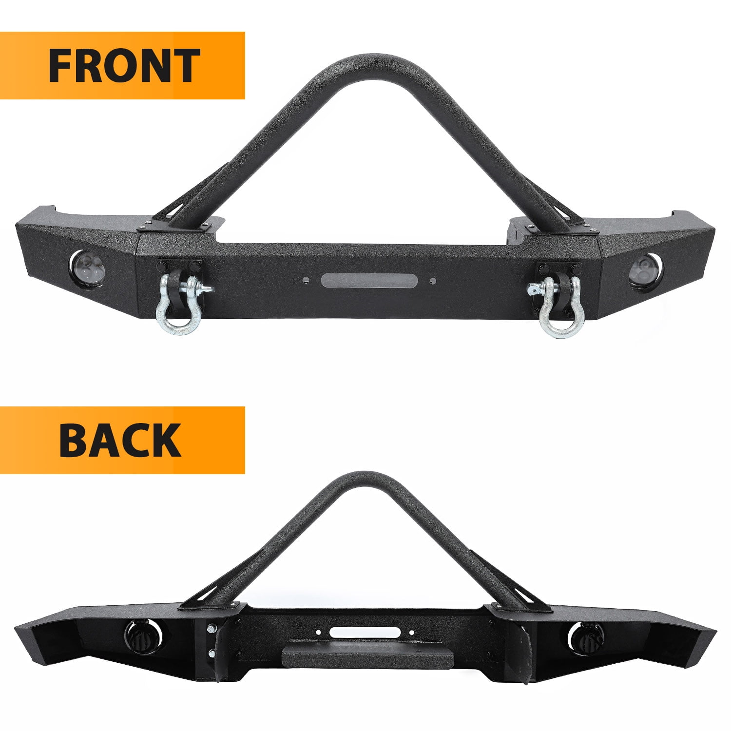 Kojem Front Bumper with Fog Lights & Winch Plate for 1984-2001 Jeep Cherokee XJ and Jeep Comanche MJ