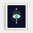 thumbnail image 2 of Mystic moon goddess eye - turquoise, gold and navy blue - Illustration Mystical Cosmic Spiritual Geometric Surrealism Moon Stars Unframed Wall Art Print 8 x 10 inches, 2 of 13