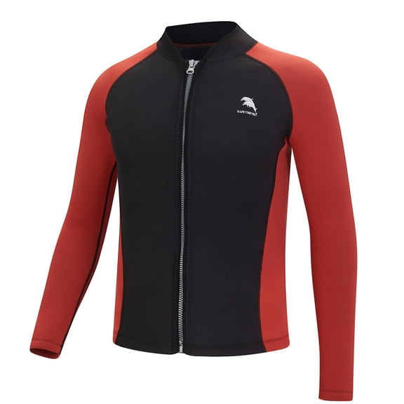 vastwit 2mm Neoprene Wetsuit Tops Men Long Sleeve Zip Jacket for Swimming Snorkeling Scuba Diving Surfing Black&Red M