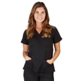 thumbnail image 3 of UltraSoft Premium 3 Pocket Mock Wrap Medical Scrub Top For Women - JUNIOR FIT 36146-XX-Small (Black), 3 of 3