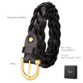 thumbnail image 1 of Catelles Women's Top Grain Leather Woven Elastic Black Belt, Alloy Buckle, Suitable for Casual and Business Wear, Wear-resistant and Breathable,Gift Box&For waist 46 inches Width0.83 inches, 1 of 8