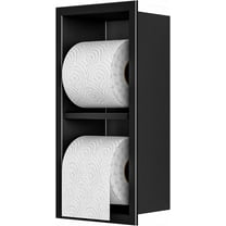 Toilet Paper Dispenser with Recessed Wall Niche for Storage,Stainless Steel Toilet Paper Holder with Shelf,Brushed,15.9inX7.9inX4.9in (Matte Black, 12.2 * 4.8 * 3.9 in)