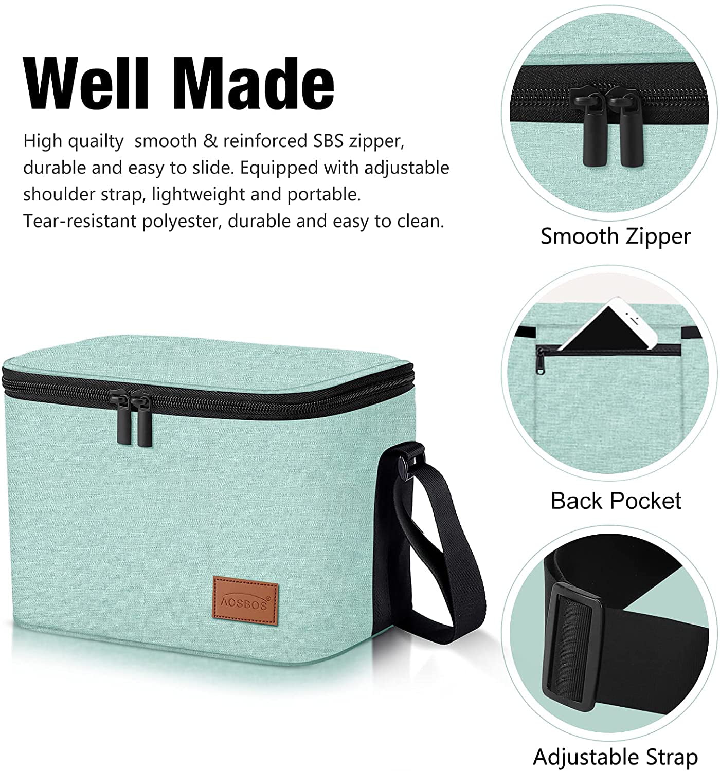 AOSBOS Lunch Bags for Women Insulated Lunchbox Tote Bag Food Cooler Bo –  Aosbos Direct