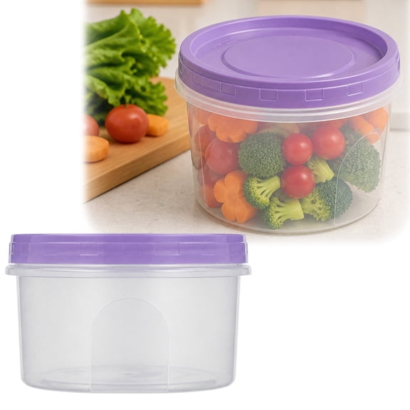 2 Pack 8 Oz Freezer Containers with Lids Reusable Deli Freezer Storage Containers Stackable Plastic Thick Twist Top Jars for Takeout Food Round Wide Mouth Lunch Snack (Purple)