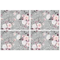 Pioneer Flower Floral Print Pattern Summer Placemats Table Placemats Set Of 4-Linen Kitchen Washable Placemats Table Mats 12x18 Inch Non-Slip Heat Resistant