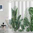 thumbnail image 4 of Green Shower Curtain for Bathroom Tropical Leaves Plant Bath Decor 72 x 72 Inch with 12 Hooks, 4 of 7