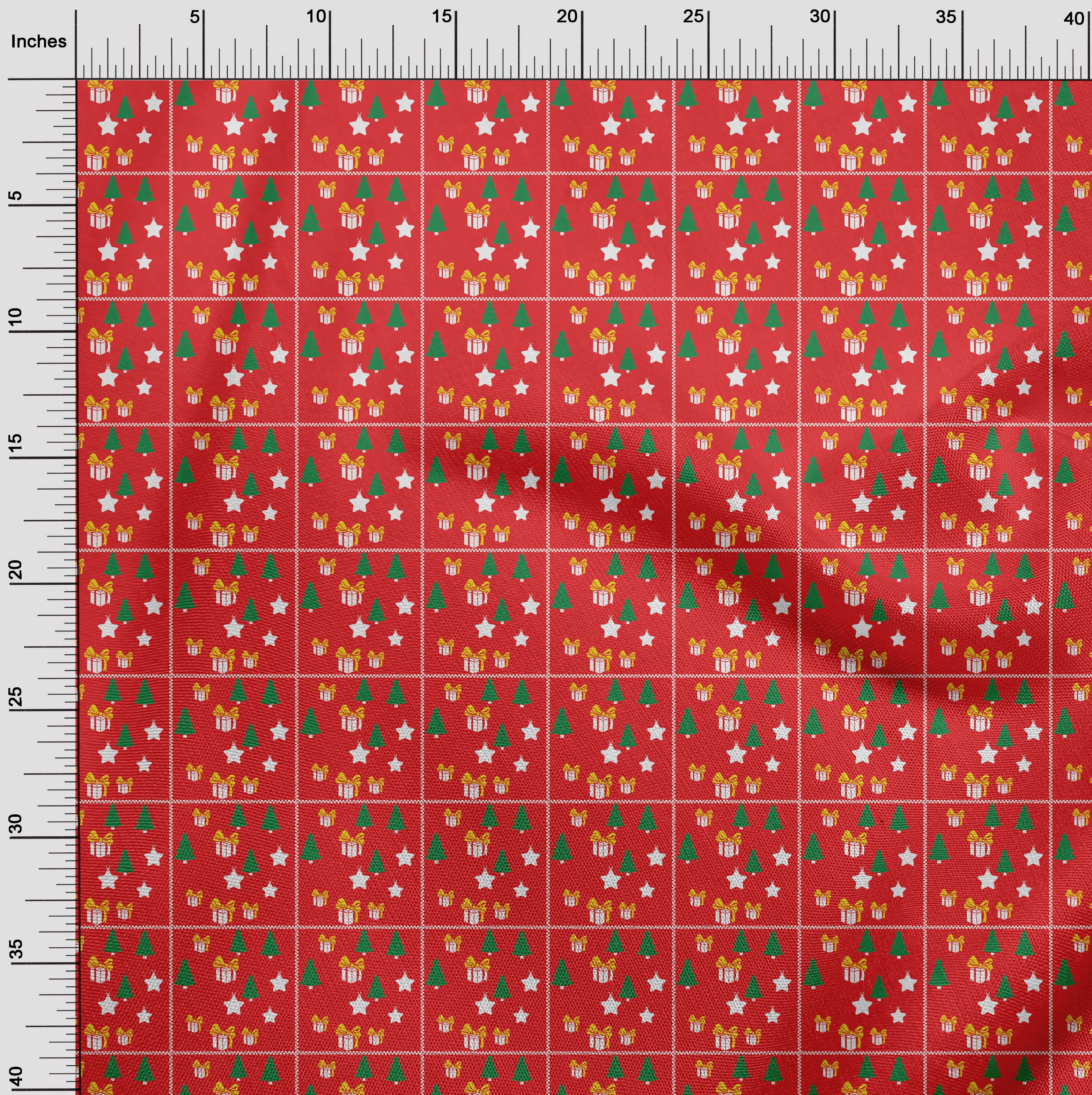 oneOone Silk Tabby Red Fabric Merry Christmas Craft Projects Decor Fabric Printed By The Yard 42 Inch Wide-IW8