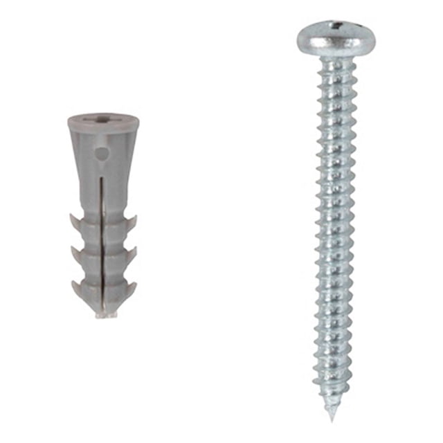 PAQUETE DE TORNILLOS Y TAQUETES DE 2 PULGADAS PLATA 12 PIEZAS