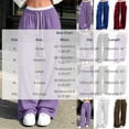 thumbnail image 4 of Trousers Pants for Women Plus Size Wide Leg Pants with Pockets Elastic Waist Loose Long Pants Casual Lounge Workout Jogger, 4 of 9