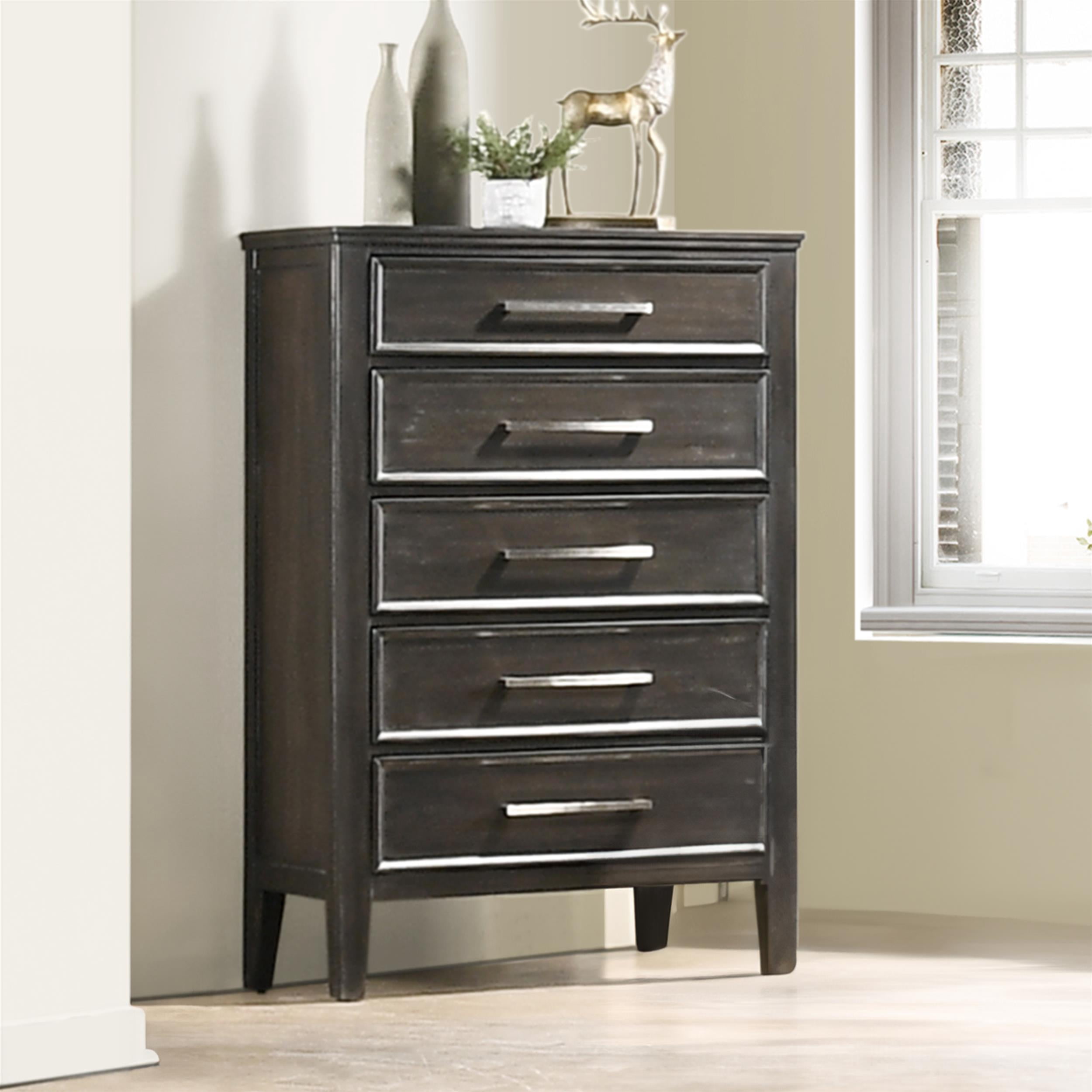 New Classic Furniture Andover Transitional Solid Wood Chest in Nutmeg