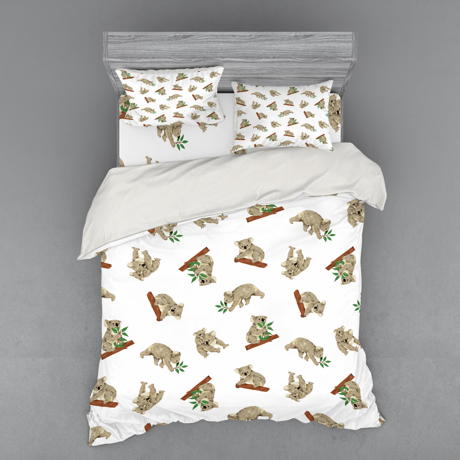 Tropical Animals Duvet Cover Set, Koala Pattern Design Mammals of