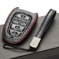 thumbnail image 4 of Vitodeco Leather Smart Key Fob Case Cover Protector Compatible with Tucson, Santa FE, Sonata, Nexo (2019 - 2024 Models) - 5-Button, Black/Red, 4 of 5