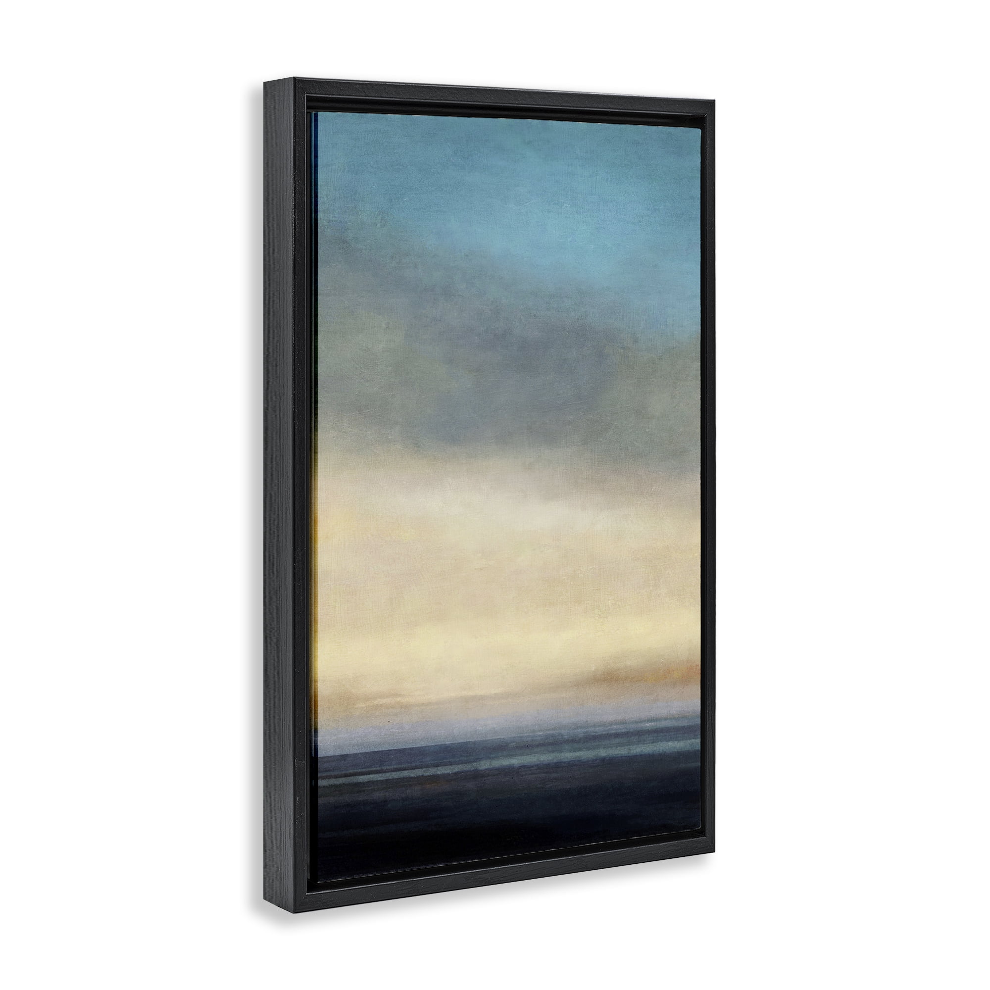 Stupell Industries Stormy Beach Abstraction Coastal Painting Black Floater Framed Canvas Art Print Wall Art, 21 x 31
