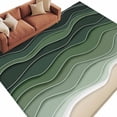 thumbnail image 2 of Abstract Washable Living Room Rugs 5'x8', Sage Green Brown Gradient Ocean Waves Low Pile Throw Large Area Rug Non-Slip Sturdy Edge Binding Carpet for Living Room Kitchen Office, 2 of 9