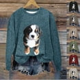 thumbnail image 5 of Women Fashion Sweatshirt Cute Dog Pullover Round Neck Outfits Winter Fleece Clothing Long Sleeve Shirts Casual Garments Thicken Warm Pullovers, 5 of 5