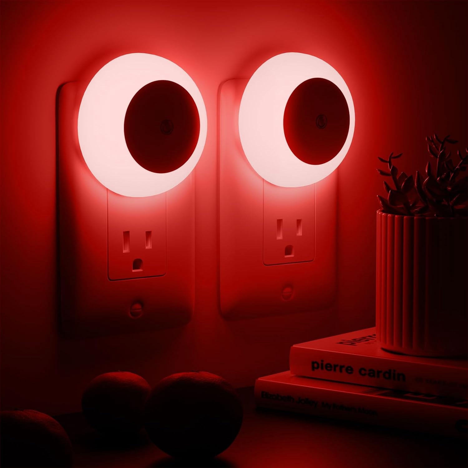 BIBEARBIBEAR Night Light, Night Lights Plug into Wall, Dusk to Dawn Sensor, Red Led Night Light 0.5W, 2 Pack Nightlight for Adults, Bedroom, Bathroom, Hallway, Kitchen