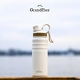thumbnail image 5 of GrandTies 2 Lids Sports Stainless Steel Water Bottles - Ivory, 5 of 9