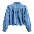 thumbnail image 5 of Women's Jean Jacket Cropped Long Puff Sleeve Button Down Denim Jackets (BU3), 5 of 5