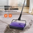 thumbnail image 2 of Carpet Sweeper Manual, Floor Sweeper with 300 ml Dustbin Capacity Easy to Empty, 6.7 inch Cleaning Width for Home Office Carpets Pet Hair Dust, Purple, 2 of 8