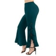 thumbnail image 3 of Pants for Women with Pockets Ladies' Gothic Court Dressy Long Pants Slim Solid Color Side Slit Elastic Waist Lace-up Swing Trousers for Party Navy XXL, 3 of 10