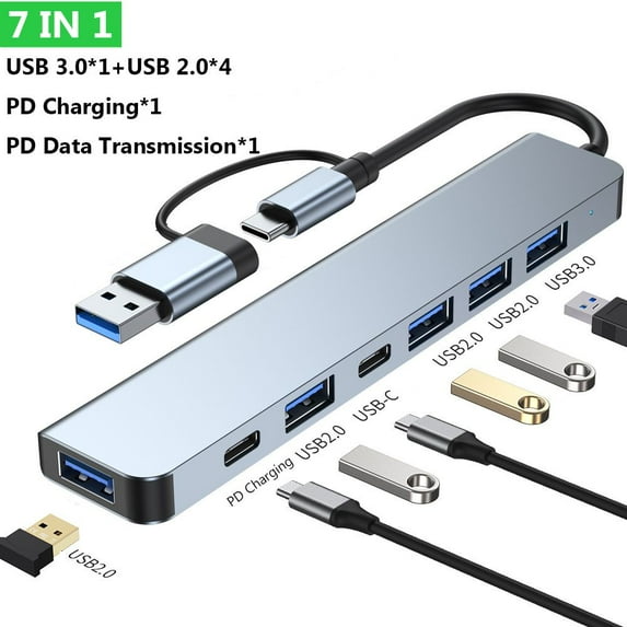 Aluminium Alloy Expander Laptop Dock Station OTG Adapter PD Charging Type-C Splitter USB 3.0 USB C HUB 7 IN 1
