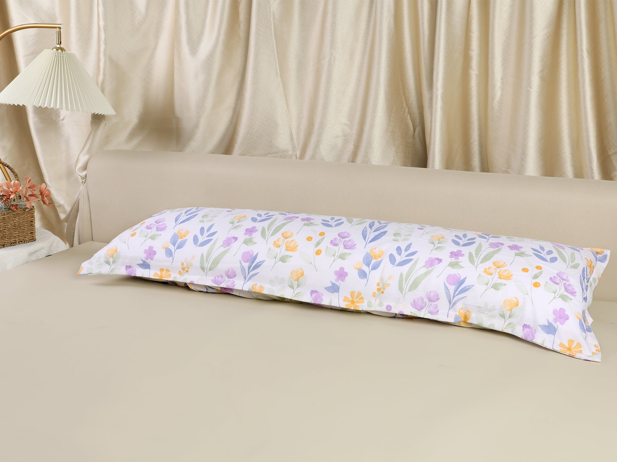 Unique Bargains 1 Pcs Pillowcase Breathable Soft Floral Pillow Cases Purple 20"x72"
