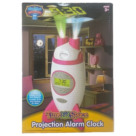 Time & Space Rocket Shaped Projection Alarm Clock, Pink White