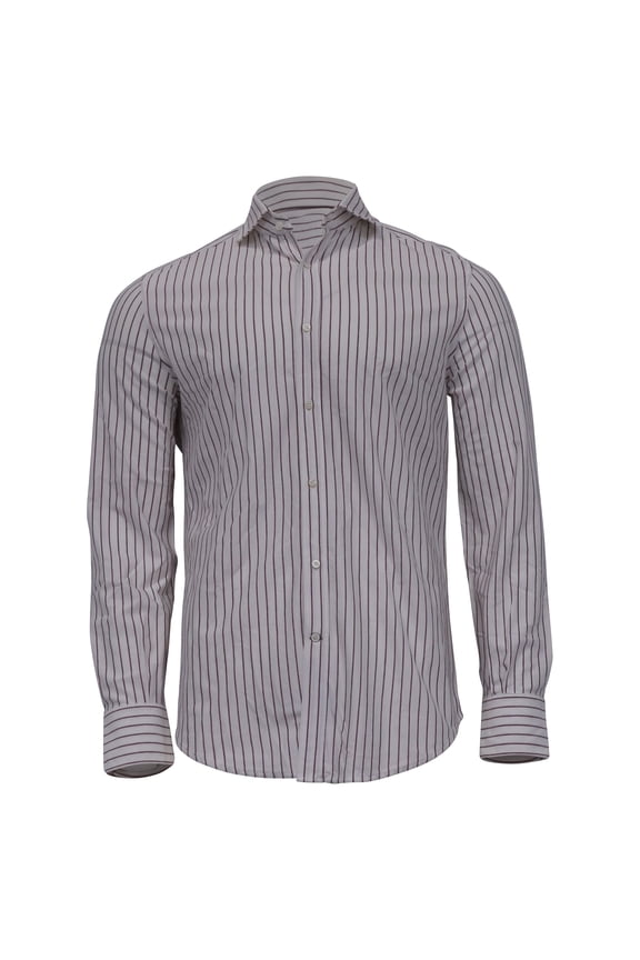 Pre-Owned Brunello Cucinelli Striped Button-Down Shirt in White Cotton