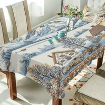 Yayeee Tablecloths 60" x 90" Rectangle Wrinkle Resistant Party Table Cover, Blue Snowy Mountain