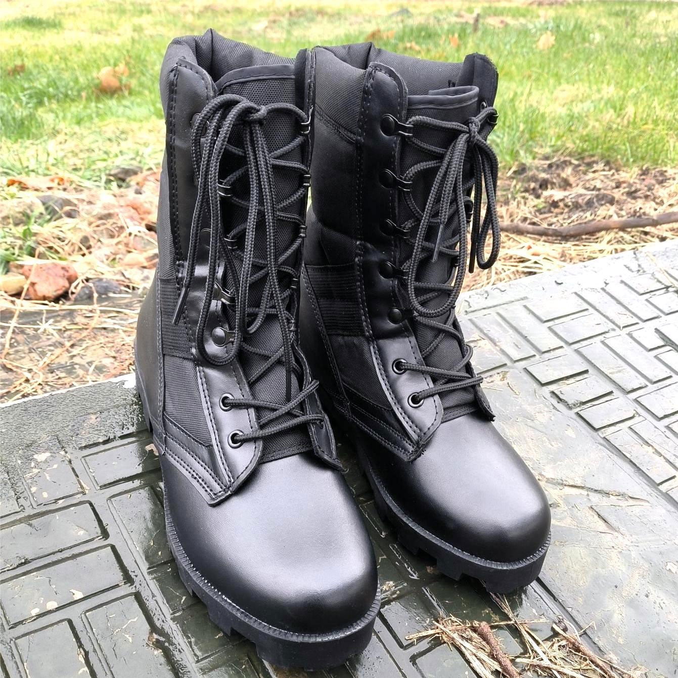 RIBONGZ Mens Jungle Boots Lightweight Lace up Work Shoes Leather Motorcycle Riding Boots Slip Resistant Outdoor Hiking shoes Breathable Desert Boots