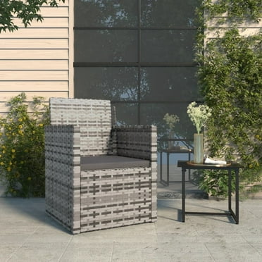 vidaXL Patio Armchair with Cushion Gray Poly Rattan