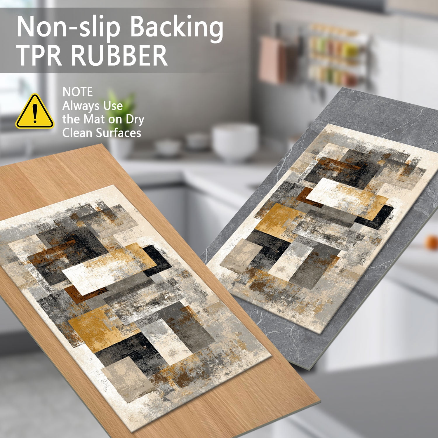 3 Piece Kitchen Rug Set, Non-Slip And Washable, Abstract Pattern Kitchen Hallway Rug, Soft And Comfortable, Suitable For Sinks, Floors, Entrances, Hallways and Bathrooms