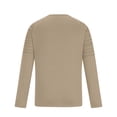 thumbnail image 5 of Men's Casual Long Sleeve Buttons Crewneck Tops Pleated Pullover Shirts Slim Muscle Solid Color Blouses Khaki,3XL, 5 of 6