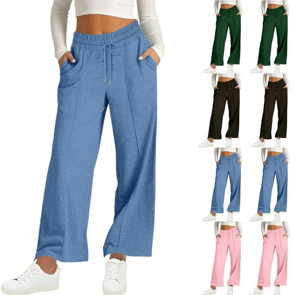 Admvng Sweatpants Women Trousers Full Pants Casual Straight Solid Color Loose Casual Wide Leg Pants, Size S-2XL