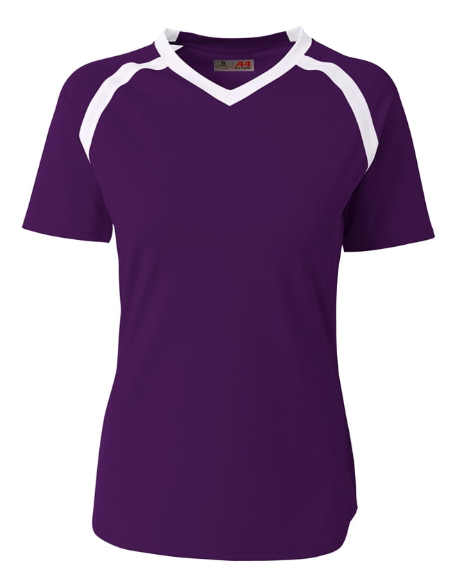 A4 Teen Ace Short Sleeve Volleyball Jer For Teen Female in Purple/White | NG3019