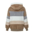 thumbnail image 3 of Nituyy Women Contrast Color Hooded Coat, Long Sleeve Zip-up Plush Tops for Spring, Autumn, 3 of 9