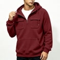 thumbnail image 3 of Hngshg Men's Hooded Sweatshirts Big and Tall Long Sleeve Quarter Zip Tops Textured Drawstring Pullover Hoodies, 3 of 7