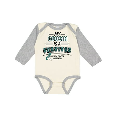 

Inktastic My Cousin is a Survivor Cervical Cancer Awareness Gift Baby Boy or Baby Girl Long Sleeve Bodysuit