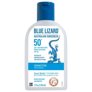 Blue Lizard Sensitive SPF 50  Mineral Sunscreen Lotion, Broad Spectrum, All Ages, 5 fl oz