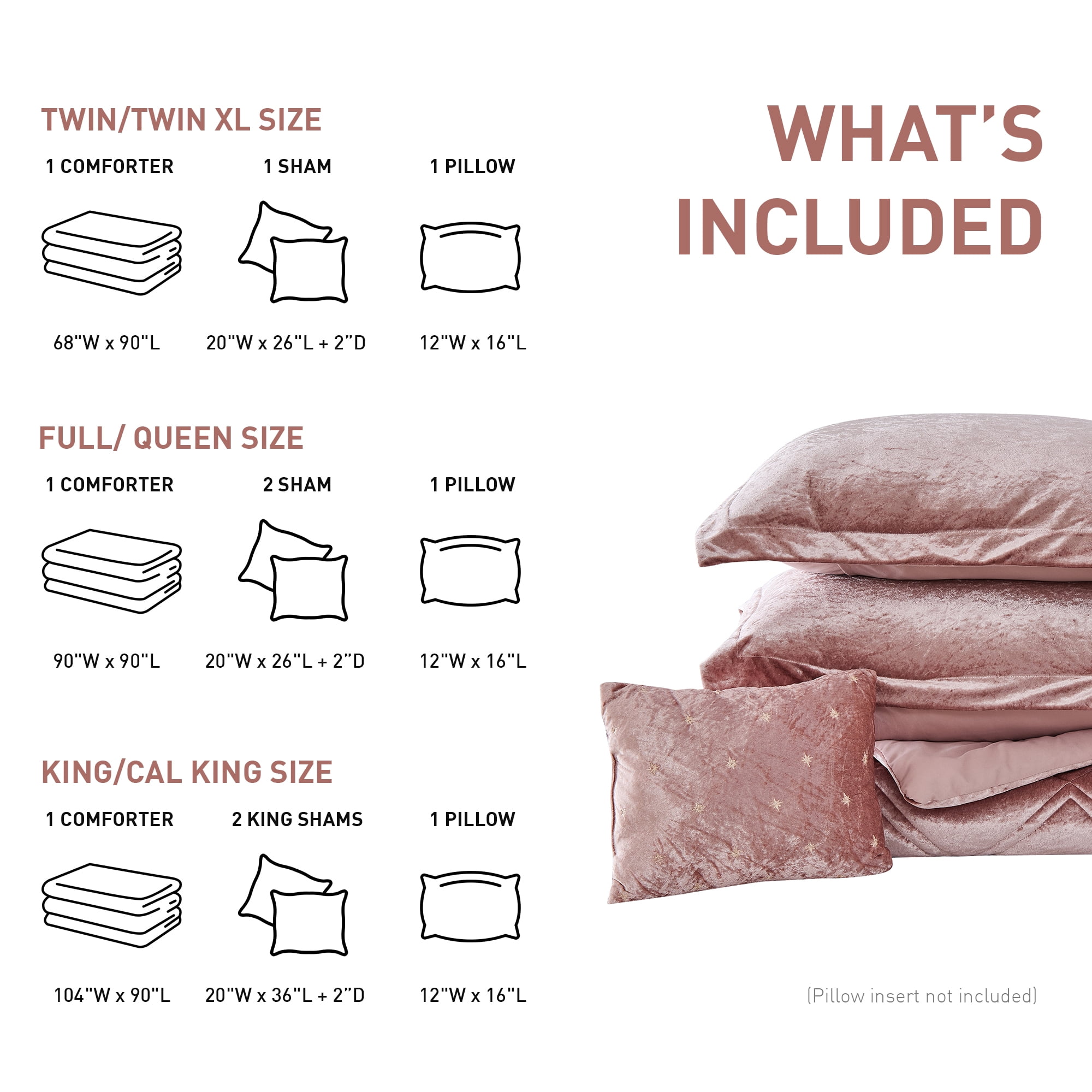 Regency Heights Twin/Twin XL Size Comforter Sets, Velvet Bedding Comforter Set for All Seasons, Blush Bedding Set with Decor Pillow, 4-Piece
