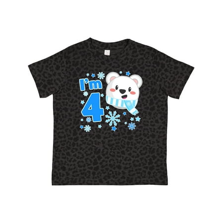 

Inktastic I m Four- Cute Polar Bear Fourth Birthday Gift Toddler Boy or Toddler Girl T-Shirt