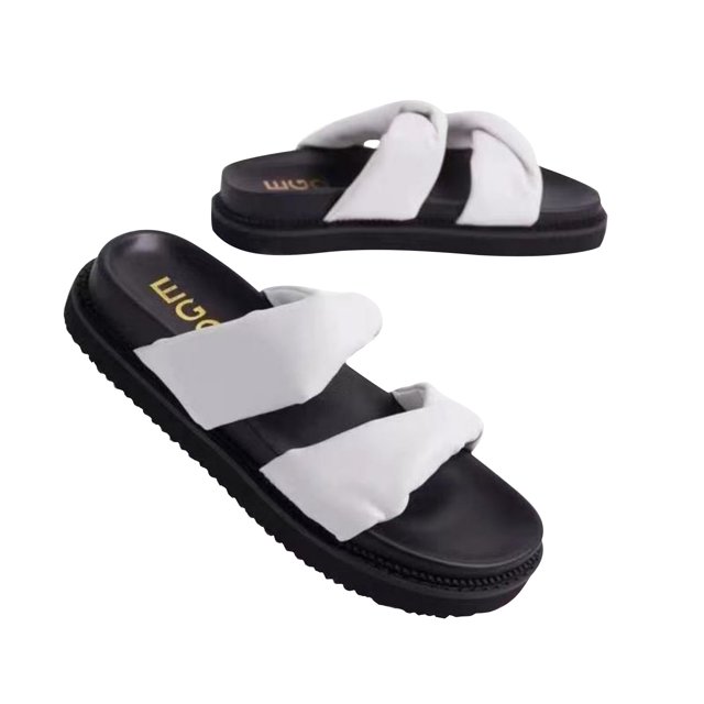 Nuevas sandalias planas de piso grueso para mujer, pantuflas, ropa de verano para mujer Wmkox8yii hj789