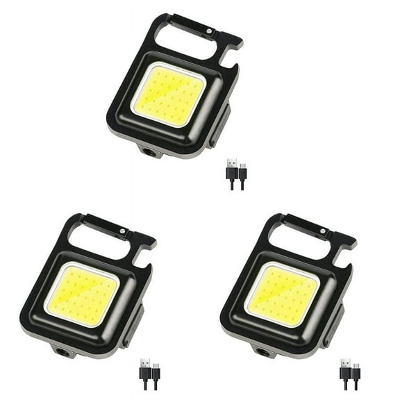 3X COB Flashlight,500Lumen Bright Rechargeable Keychain Flashlight 3 Light Mode with Bottle Opener for Fishing,Camping
