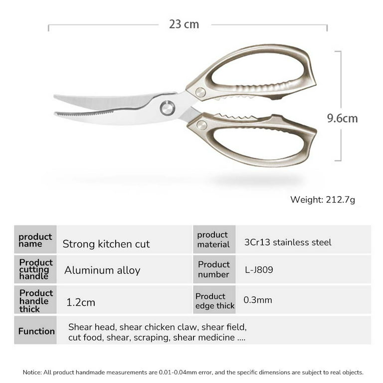 Pcapzz Heavy Duty Kitchen Scissors,Stainless Steel Chicken Bone Shears with Leather Case Large Kitchen Shears for Cutting Chicken Meat Vegetable Bone