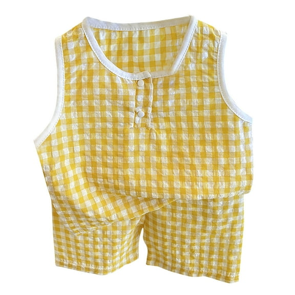 XXWXYD Toddler Girl Plaid Floral Summer Dress Sleeveless Crew Neck Casual Cotton Dress Soft Comfortable Playwear Two-Tone Pattern Design