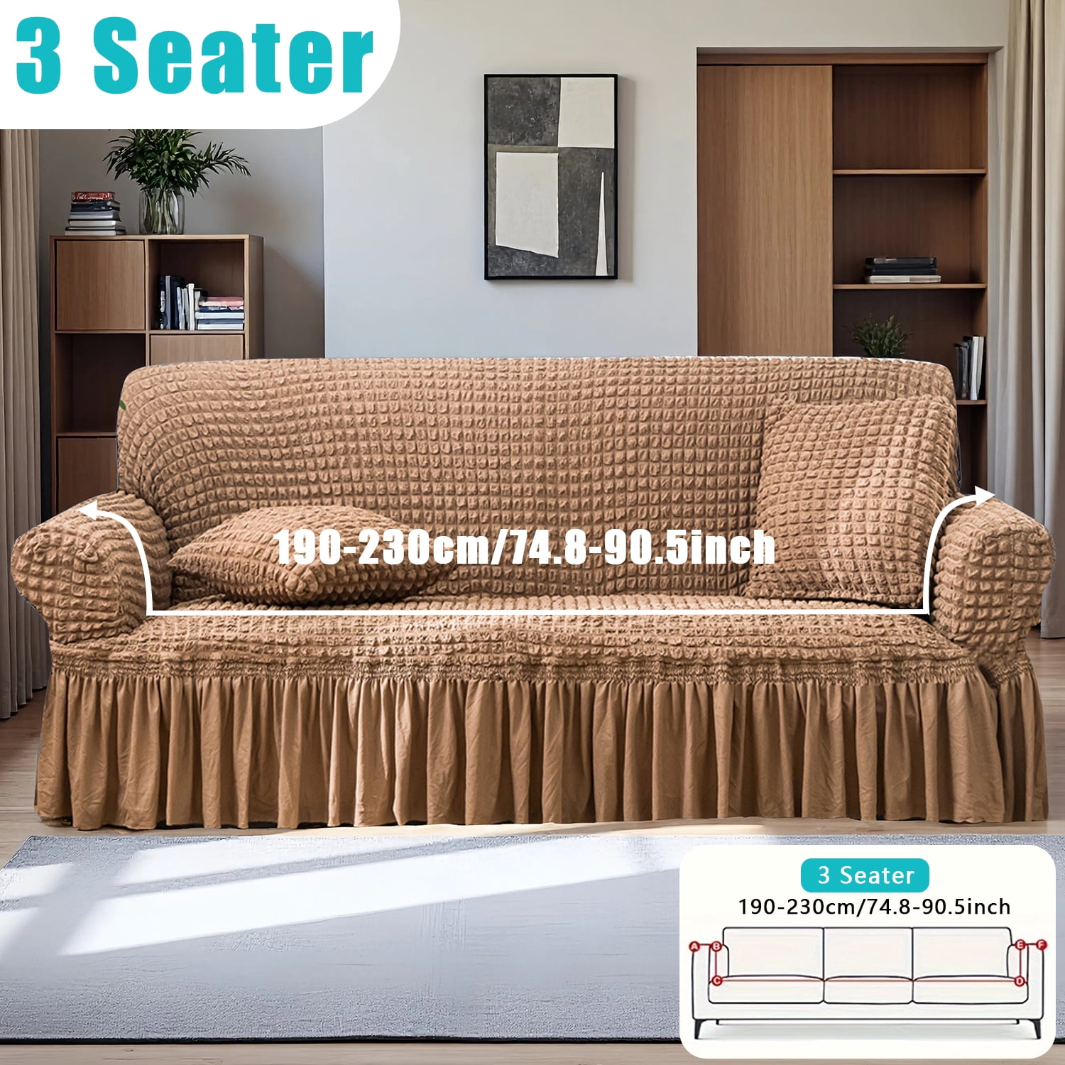 Non-slip Sofa Cover, Reusable Dust-Proof Protector for 1-4 Seater Couches, Indoor & Outdoor Use Weather Resistant Cushions