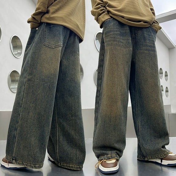 Teen Boys Denim Long pants,Casual Half Pants Denim Long pants With Pocket Boys' Fashion Teen Boys Jeans Size 11-12 Years