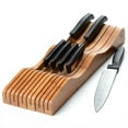thumbnail image 2 of Bambusi Bamboo Knife Organizer, In-Drawer Knife Drawer Organizer Holds 5 Large and 6 Small Knives, Natural, 2 of 14