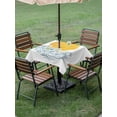 thumbnail image 4 of Outdoor Tablecloth with Umbrella Hole for Patio/Picnic/Party/Camping, Yellow Sun Rise Waterproof Table Cloth Square Cover Washable, Ocean Waves Coastal Abstract Art (54"x 54"), 4 of 8