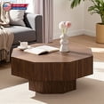 thumbnail image 2 of Hassch 30.51" Octagonal Coffee Table, Rustic MDF Wood Center Table in Walnut Finish, Vintage Accent Table for Living Room & Home Office, Easy Assembly, 2 of 6